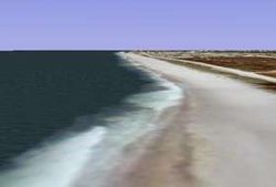 a view from over the pier, using satellite imagery from Google Earth